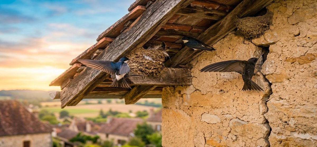 Hirondelles aux nids sous pente — gamme en applique
